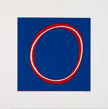 Red Circle on Blue Kunstdruck
