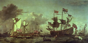 Royal Visit to the Fleet, 5th June 1672 Reproduction de Tableau