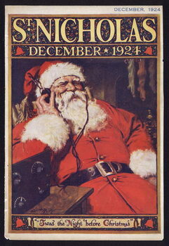 Reproducción de arte Santa Claus listening to the radio