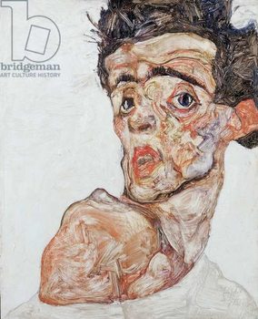 Reproducción de arte Self-Portrait with Raised Bare Shoulder, 1912
