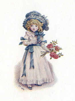 'Taking in the roses' by Kate Greenaway. Reproduction de Tableau