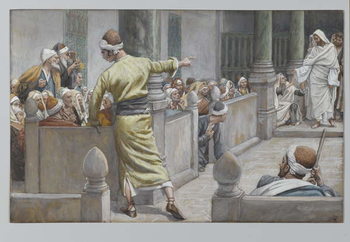 Reproducción de arte The Healed Blind Man Tells His Story to the Jews, illustration from 'The Life of Our Lord Jesus Christ', 1886-96