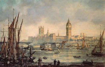 The Houses of Parliament and Westminster Bridge Reproduction de Tableau