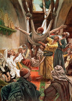 Reproducción de arte The Palsied Man Let Down Through the Roof, illustration for 'The Life of Christ', c.1886-94