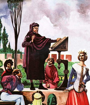Reproducción de arte The poet Chaucer reading at court
