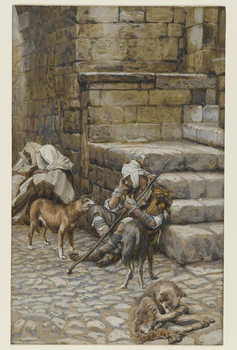 Reproducción de arte The Poor Lazarus at the Rich Man's Door, illustration from 'The Life of Our Lord Jesus Christ'