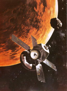Reproducción de arte The Viking spacecraft imagined orbiting Mars