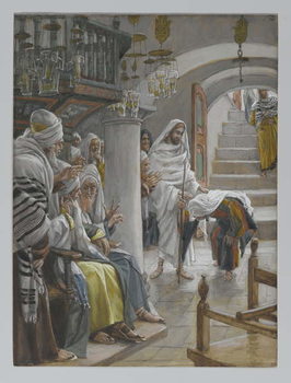 Reproducción de arte The Woman with an Infirmity of Eighteen Years, illustration from 'The Life of Our Lord Jesus Christ', 1886-96