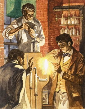 Reproducción de arte Thomas Edison and Joseph Swan create the electric light