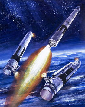 Reproducción de arte Titan IIIC rocket booster