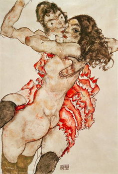Two Women Embracing, 1915 Reproduction de Tableau