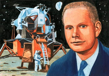 Reproducción de arte Unidentified American astronaut and moon lander