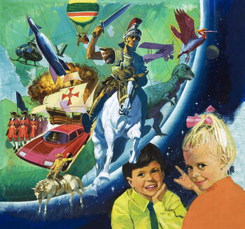 Reproducción de arte Unidentified annual cover with boy and girl in foreground