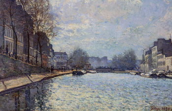 View of the Canal Saint-Martin, Paris, 1870 Reproduction de Tableau