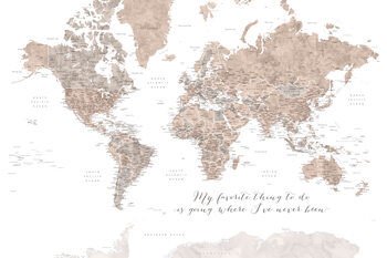Ilustración Where I've never been, neutrals world map with cities