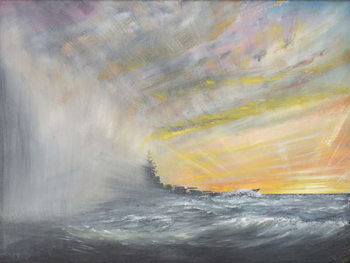 Reproducción de arte Yamato emerges from Pacific Typhoon 1944, 2010,