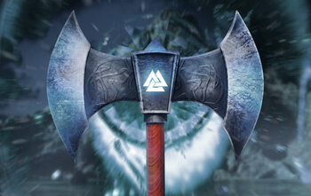 Umelecká tlač 3d render illustration of frozen viking axe.