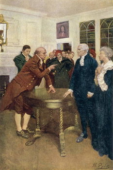 Reproducción de arte A Committee of Patriots Delivering an Ultimatum to a King's Councillor, illustration from 'A Sign from Heaven' by Basil King, pub. in Harper's Magazine, 1908