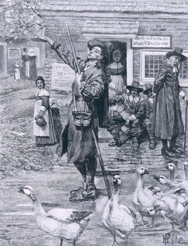 Reproducción de arte A Quaker Exhorter in New England, illustration from 'The Second Generation of Englishmen in America' by Thomas Wentworth Higginson, pub. in Harper's Magazine, 1883