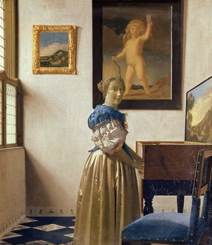 Umelecká tlač A Young Woman Standing at a Virginal, c.1670-72