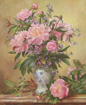 Reproduction de Tableau AB/302 Vase of Peonies and Canterbury Bells