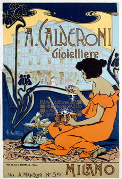 Reprodukcja Advertising poster for Calderoni jeweler in Milan, c1920
