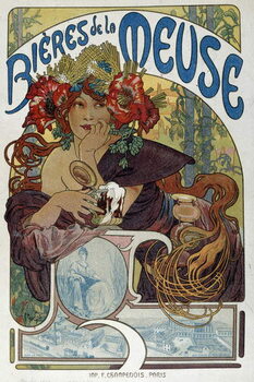 Kunsttrykk Advertising poster for “” Les bieres de la Meuse”” illustrated by Alphonse Mucha  1898 Paris, Decorative Arts