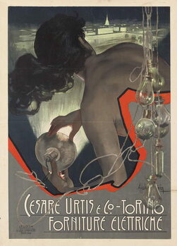 Reprodukcja Advertising poster produced for the Italian lighting supply firm Cesare Urtis & Co. of Turin, 1889