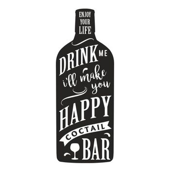 Ilustrace Alcohol bottle silhouette label monochrome