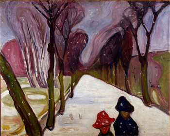 Reproduction de Tableau Allee in a whirlwind of snow