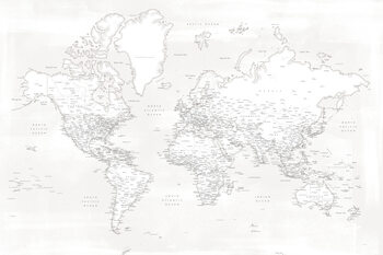 Karta Almost white detailed world map
