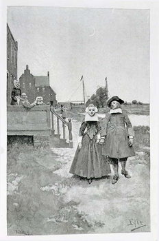 Reproducción de arte Along the Canal in Old Manhattan, illustration from 'The Evolution of New York' by Thomas A. Janvier, pub. in Harper's Magazine, 1893