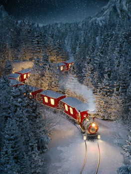 Ilustracija Amazing cute christmas train