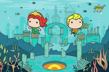 Kunstafdruk Aquaman and Mera - Chibi