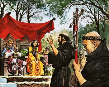 Kunstdruk Augustine preaches to King Ethelbert