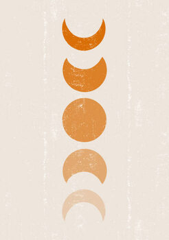 Illustration Background with Moon phases print boho