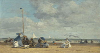 Kunsttryk Beach at Trouville, 1864-5