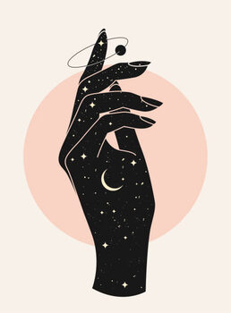 Ilustrace Beautiful mystic woman hand silhouette with
