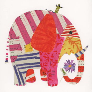 Konsttryck Big Elephant,Little Mouse, 2014,collage