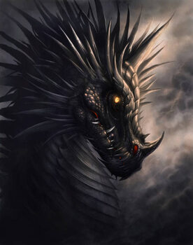 Umělecký tisk Black dragon portrait