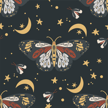 Ilustrace Boho Butterfly Seamless Repeat