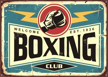 Umelecká tlač Boxing club retro tin sign template design