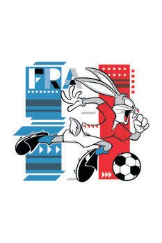 Kunstafdruk Bunny and football