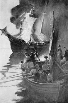 Reproducción de arte Burning of the 'Gaspee', illustration from 'Colonies and Nation' by Woodrow Wilson, pub. in Harper's Magazine, 1901