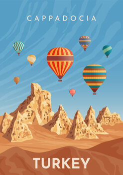 Ilustracja Cappadocia hot air balloon flight. Travel