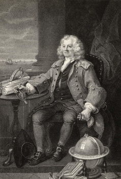 Stampa artistica Captain Thomas Coram, engraved by Benjamin Holl,
