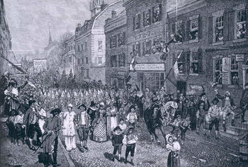 Reproducción de arte Carnival at Philadelphia, illustration from 'The Battle of Monmouth Court House' by Benson J. Lossing, pub. in Harper's Magazine, June 1878