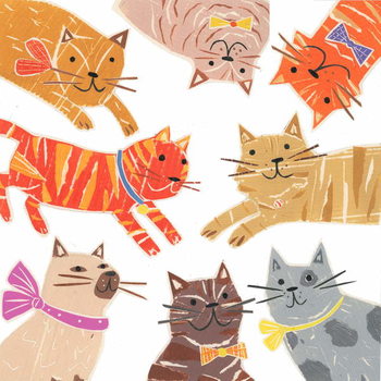Umelecká tlač Cats,Cats Cats, 2018, collagraph collage