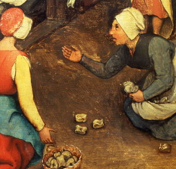 Reproducción de arte Children's Games (Kinderspiele): detail of a game throwing knuckle bones, 1560 (oil on panel)