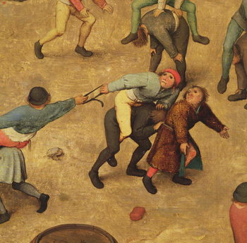 Reproducción de arte Children's Games (Kinderspiele): detail of children on piggy-back, 1560 (oil on panel)